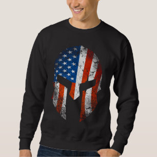 Amerikanische Flagge auf einem spartanischen Helm Sweatshirt