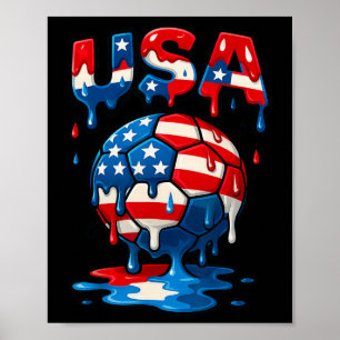 Amerikanische Flagge auf Fußball-Byll-Drip-Style M Poster