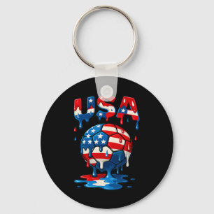 Amerikanische Flagge auf Fußball Byll Drip Style M Schlüsselanhänger
