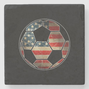 Amerikanische Flagge auf Fußball - Fußballflagge Steinuntersetzer