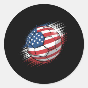 Amerikanische Flagge auf Fußball Ll _1 Runder Aufkleber