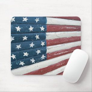 Amerikanische Flagge auf Holz bemalt Mousepad