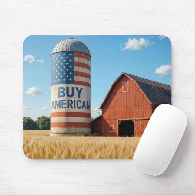 Amerikanische Flagge auf Stallsilo Mousepad (Mit Mouse)