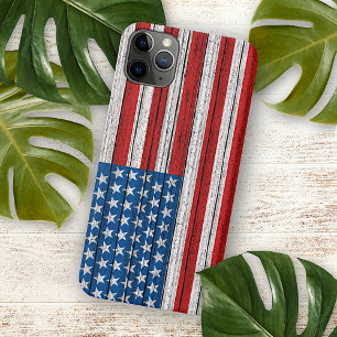 Amerikanische Flagge auf verwittertem Holzbrettern iPhone 16 Pro Max Hülle
