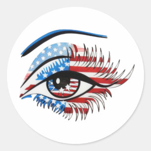 Amerikanische Flagge Auge, Patriotische Sublimatio Runder Aufkleber