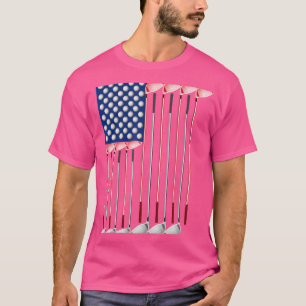 Amerikanische Flagge aus Golfklubs und Golfplätzen T-Shirt