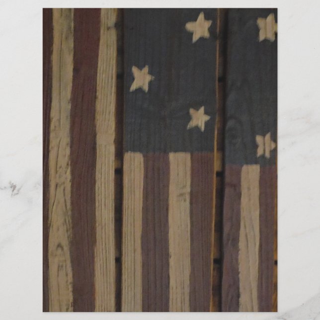 Amerikanische Flagge aus primitivem Holz (Vorderseite)