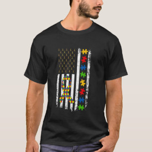 Amerikanische Flagge Autismus-Bewusstsein Mama Pap T-Shirt
