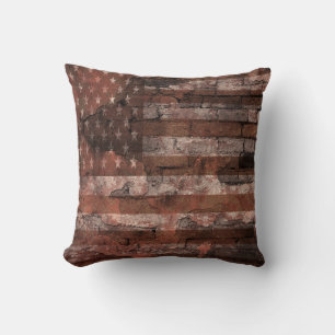 Amerikanische Flagge Backsteinmauer Kissen