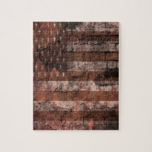 Amerikanische Flagge Backsteinmauer Puzzle