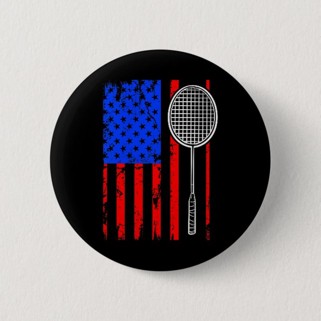 Amerikanische Flagge Badminton  Button (Vorderseite)