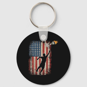 Amerikanische Flagge Badminton Federball Kunst Spo Schlüsselanhänger