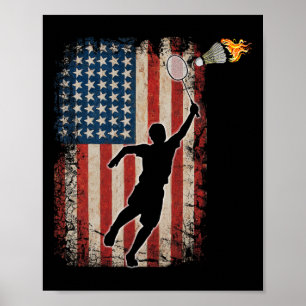 Amerikanische Flagge Badminton Shuttle Art Sports Poster