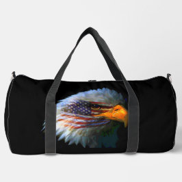 Amerikanische Flagge Bald Adler Schwarzer Hintergr Duffle Bag