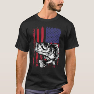 Amerikanische Flagge Barsch USA Angeln Fischer Out T-Shirt
