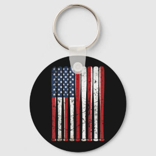 Amerikanische Flagge Baseballschläger Vintage USA Schlüsselanhänger