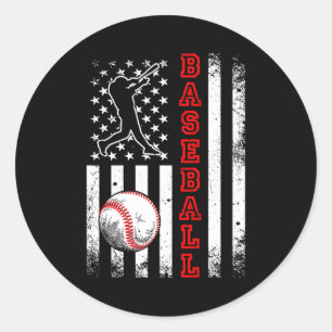 Amerikanische Flagge Baseballteam Vintage Baseball Runder Aufkleber