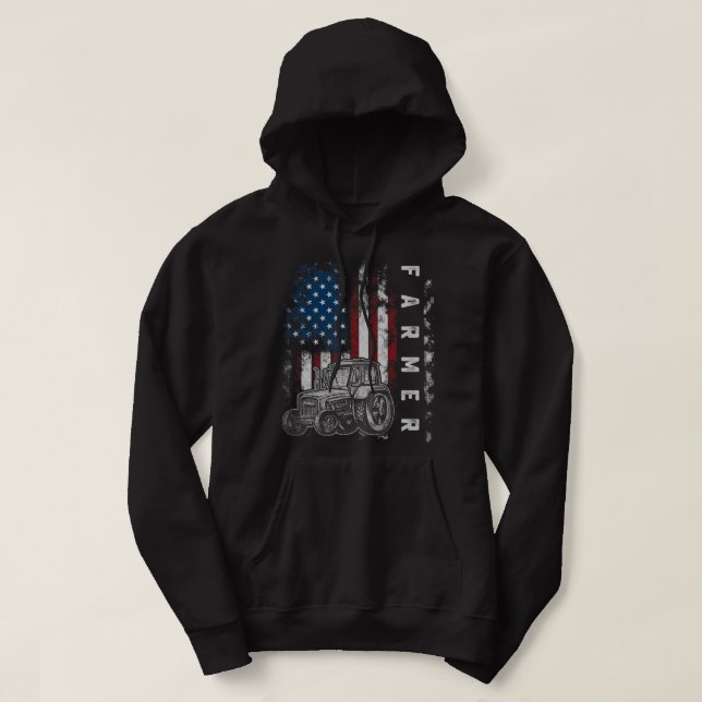Amerikanische Flagge Bauer Land Landwirtschaft Far Hoodie (Design vorne)