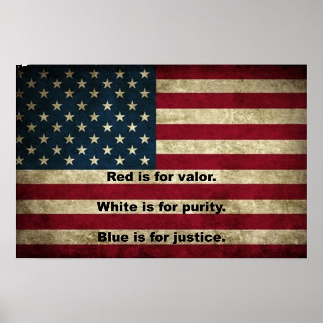 Amerikanische Flagge - Bedeutung von Farben Poster (Vorne)
