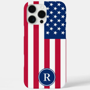 Amerikanische Flagge Benutzerdefiniertes Monogramm iPhone 16 Pro Max Hülle