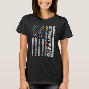 Amerikanische Flagge Bester Autismus-Stiefvater Al T-Shirt