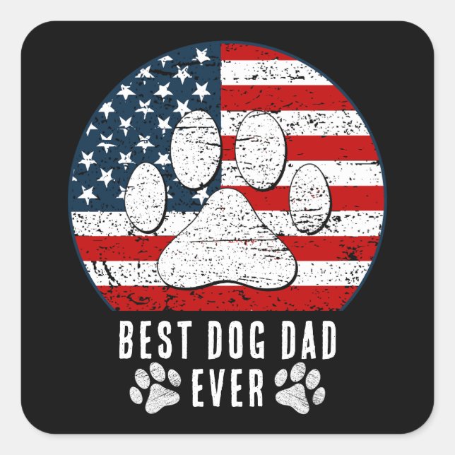 Amerikanische Flagge Bester Hund Vater/Mama je Per Quadratischer Aufkleber (Vorderseite)