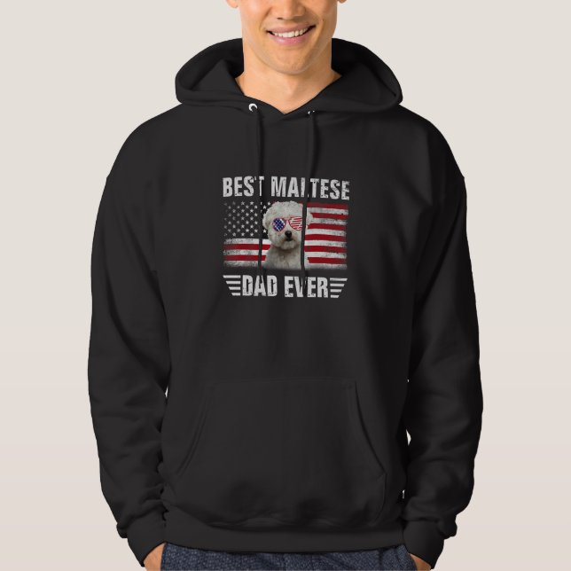 Amerikanische Flagge Bester maltesischer Vater je  Hoodie (Vorderseite)