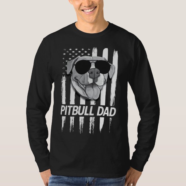 Amerikanische Flagge Bester Pitbulle Vater Funny P T-Shirt (Vorderseite)