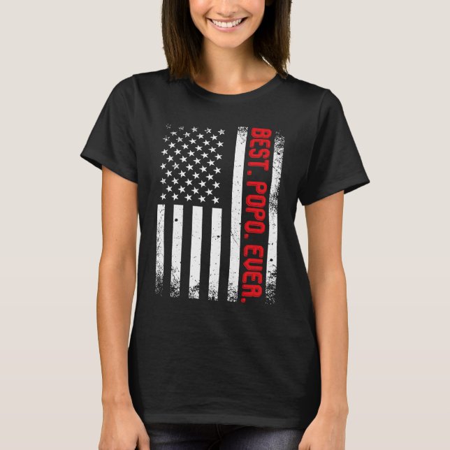 Amerikanische Flagge Bester Popo je Vintag T-Shirt (Vorderseite)