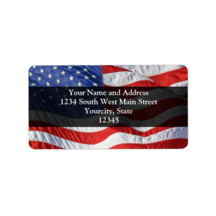 Amerikanische Flagge, bewegend in Wind wellenartig Adressaufkleber