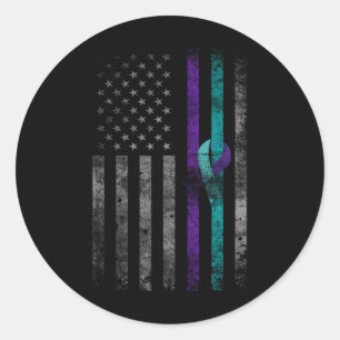Amerikanische Flagge - Bewusstsein für Selbstmord Runder Aufkleber
