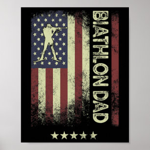 Amerikanische Flagge - Biathlon-Vater Poster