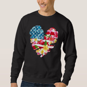 Amerikanische Flagge Blumenherz 4. Juli Usa Patrio Sweatshirt