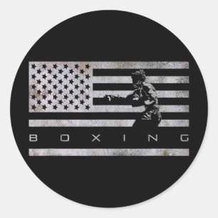 Amerikanische Flagge Boxbekleidung - Boxen 1 Runder Aufkleber