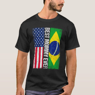 Amerikanische Flagge Brasilien Flagge Beste Mommy- T-Shirt