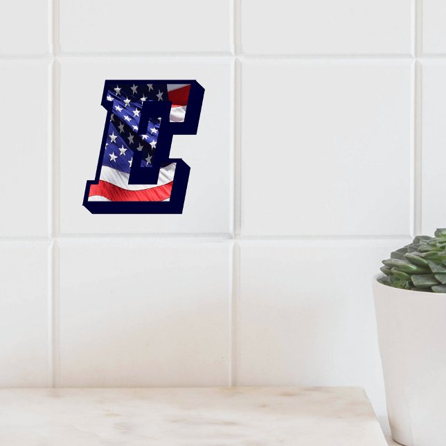 Amerikanische Flagge Buchstabe "E" großes Foto Ker Fliese (American Flag Letter "E" Large Photo Ceramic Tile)