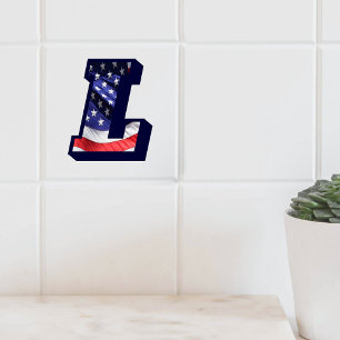 Amerikanische Flagge Buchstabe "L" Kleines Foto Ke Fliese