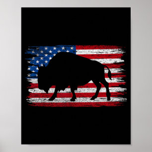 Amerikanische Flagge Buffalo Patriotisches Retro B Poster