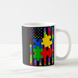 Amerikanische Flagge buntes Puzzle Autism Awarenes Kaffeetasse