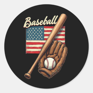 Amerikanische Flagge Bysebyll Spieler Byt Fan Catc Runder Aufkleber