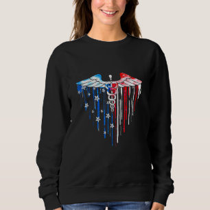 Amerikanische Flagge Caduceus Hear Proud Patriotic Sweatshirt