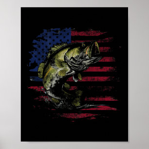 Amerikanische Flagge Camo B Fisch Angeln Fischer ( Poster