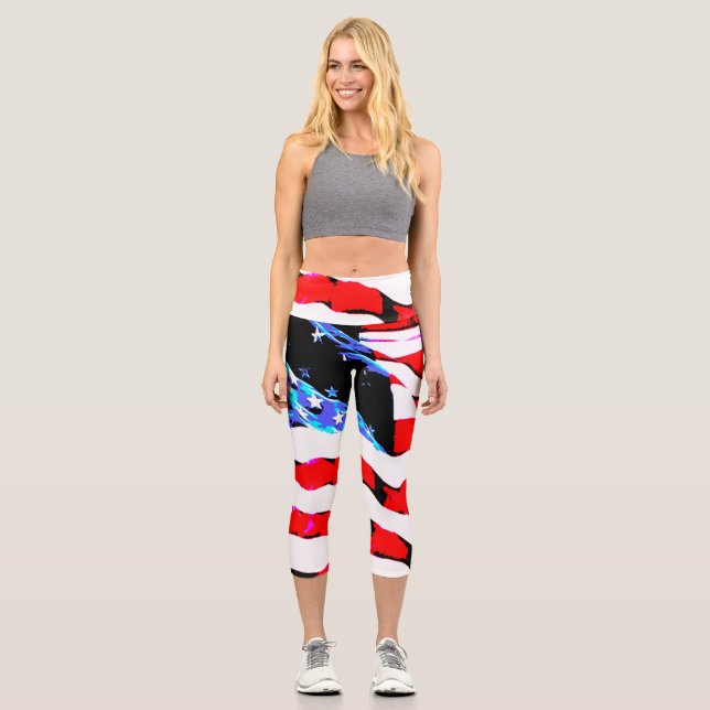 Amerikanische Flagge Capri Leggings (Vorderseite)