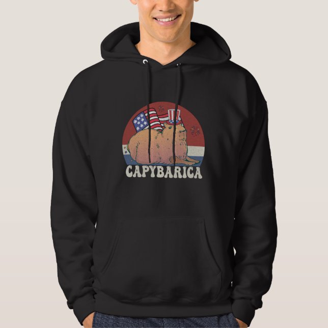 Amerikanische Flagge Capybara Lover Capybarica Hoodie (Vorderseite)