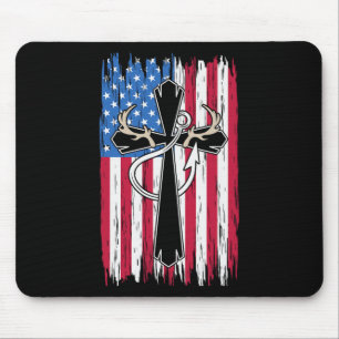 Amerikanische Flagge Christlich Jagd Fischen Lover Mousepad