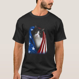 Amerikanische Flagge Cover Smoking-Katzen Kätzchen T-Shirt