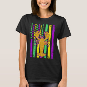 Amerikanische Flagge Crawfish Mardi Gras Carnival T-Shirt