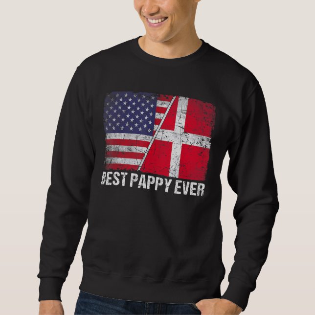 Amerikanische Flagge & Dänemark Flag Best Pappy Ev Sweatshirt (Vorderseite)