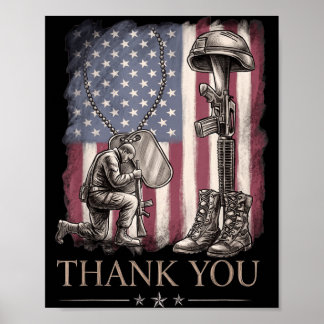Amerikanische Flagge dank Veteranen stolz Veterane Poster