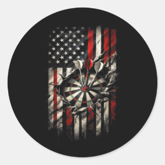 Amerikanische Flagge Dart Werfen Patriotisch Usa D Runder Aufkleber